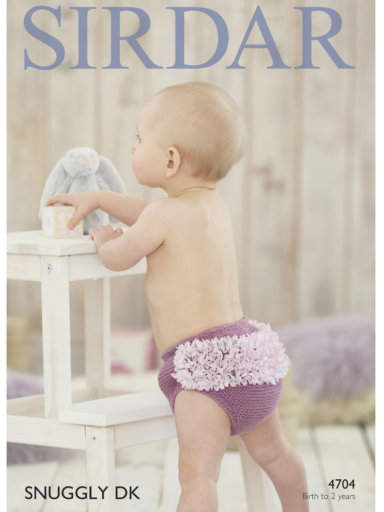 Sirdar 4704 Nappy Covers/Diaper Covers in DK (#3) weight yarn. For babies newborn to 2 years.